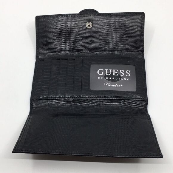 NWT GUESS Timeless Edition SLG Black Canvas Trifold Wallet - Picture 12 of 16